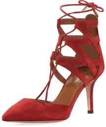 Aquazzura | Aquazzura Belgravia Suede Lace-Up Pump, Red(パンプス)