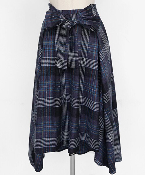 DHOLIC（ディーホリック）の「ウエストタイチェックスカート（スカート・レディース・ブラウン/パープル・FREE）」の2枚目の写真
