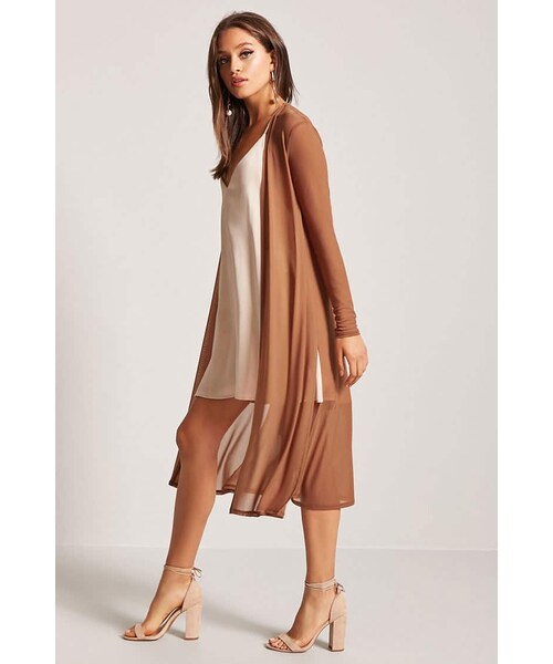 FOREVER 21（フォーエバー トゥエンティーワン）の「シアーメッシュロングカーディガン（その他・レディース・AMBER・S/M/L）」の2枚目の写真