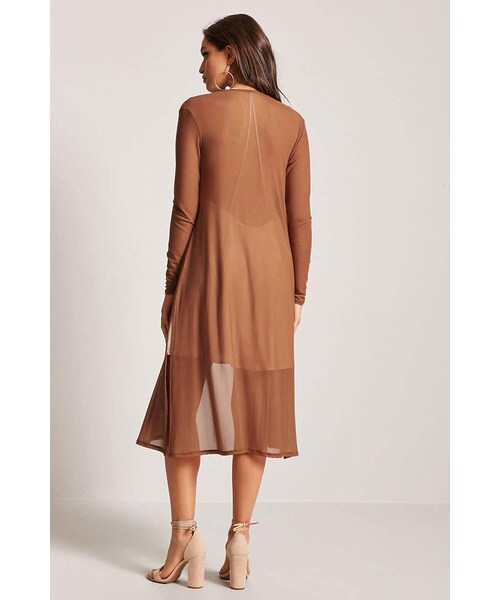 FOREVER 21（フォーエバー トゥエンティーワン）の「シアーメッシュロングカーディガン（その他・レディース・AMBER・S/M/L）」の3枚目の写真