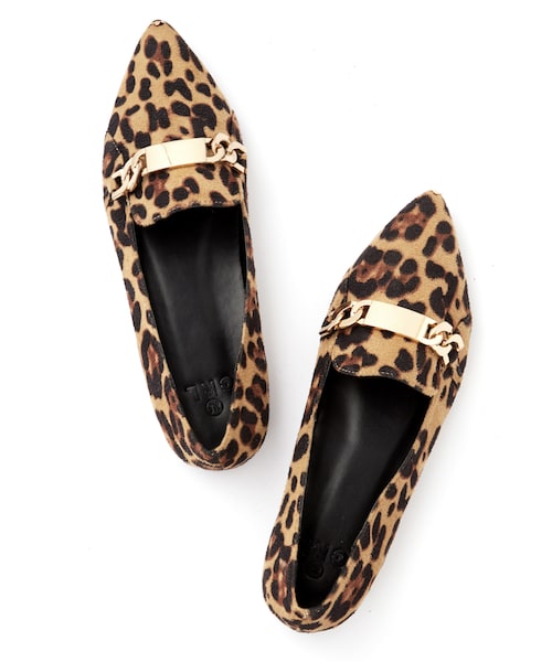 GRL（グレイル）の「チェーン付きスエードフラットシューズ（パンプス・レディース・ブラック/レオパード・24.5）」の2枚目の写真