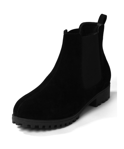 GRL（グレイル）の「サイドゴアショートブーツ（ブーツ・レディース・ブラックPU/ブラックSW・24.5）」の2枚目の写真