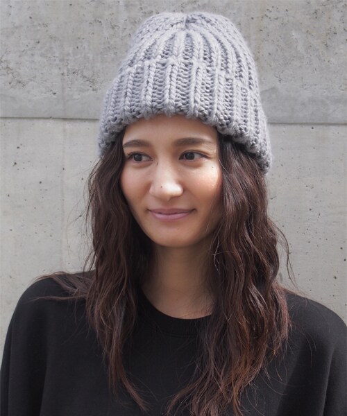 LAULEN（ローレン）の「KNIT CAP（ニットキャップ/ビーニー・レディース・ホワイト/ベージュ/グレー/ブラック・フリー）」の2枚目の写真