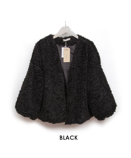 Sheson（シーズン）の「Sheson(シーズン)セレクト プードル ボア ファー カーディガン（カーディガン/ボレロ・レディース・ホワイト/ブラック・Mサイズ）」の2枚目の写真