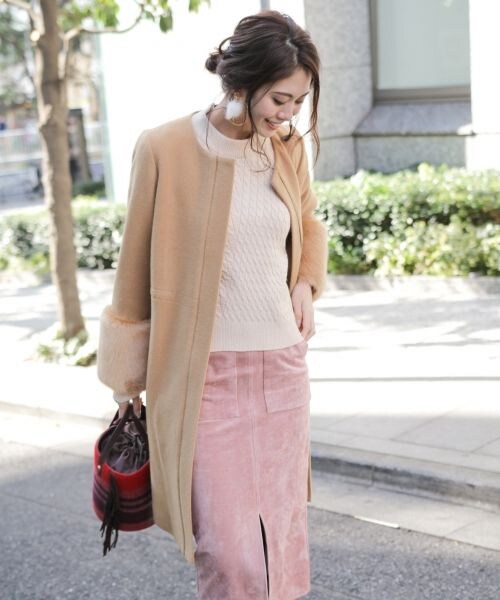 Andemiu（アンデミュウ）の「ソデファーツキコート（ジャケット/アウター・グレー/ブラック/ピンク/キャメル）」の4枚目の写真