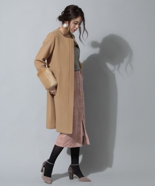 Andemiu（アンデミュウ）の「ソデファーツキコート（ジャケット/アウター・グレー/ブラック/ピンク/キャメル）」の11枚目の写真