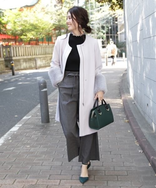 Andemiu（アンデミュウ）の「ソデファーツキコート（ジャケット/アウター・グレー/ブラック/ピンク/キャメル）」の7枚目の写真