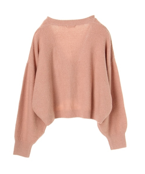 earth music&ecology(アースミュージックアンドエコロジー)の「・ショートボリュームニットカーディガン(トップス・アイボリー/チャコールグレー/ベージュ/ミント/ネイビー/ピンクベージュ・F)」の3枚目の写真