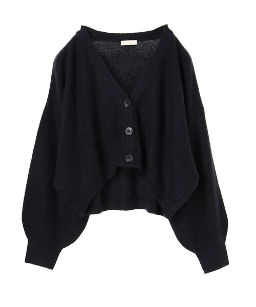 earth music&ecology(アースミュージックアンドエコロジー)の「・ショートボリュームニットカーディガン(トップス・アイボリー/チャコールグレー/ベージュ/ミント/ネイビー/ピンクベージュ・F)」の11枚目の写真