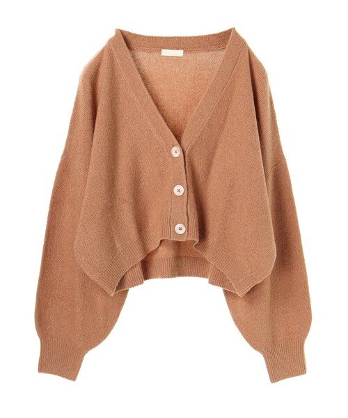 earth music&ecology(アースミュージックアンドエコロジー)の「・ショートボリュームニットカーディガン(トップス・アイボリー/チャコールグレー/ベージュ/ミント/ネイビー/ピンクベージュ・F)」の9枚目の写真