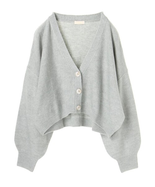 earth music&ecology(アースミュージックアンドエコロジー)の「・ショートボリュームニットカーディガン(トップス・アイボリー/チャコールグレー/ベージュ/ミント/ネイビー/ピンクベージュ・F)」の10枚目の写真