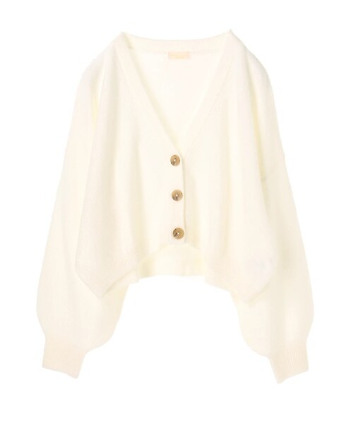 earth music&ecology(アースミュージックアンドエコロジー)の「・ショートボリュームニットカーディガン(トップス・アイボリー/チャコールグレー/ベージュ/ミント/ネイビー/ピンクベージュ・F)」の7枚目の写真