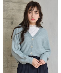 earth music&ecology | ・ショートボリュームニットカーディガン(トップス)
