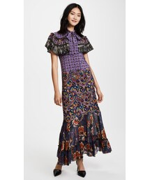 ANNA SUI　アナスイUSA製シルク混花柄フリルワンピース　ウエストリボン付 20171116032409830_215.jpg