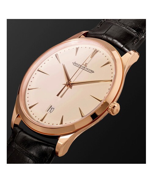 JAEGER-LECOULTRE（ジャガールクルト）の「Jaeger-LeCoultre Master Ultra Thin Date 40mm 22-Karat Rose Gold And Alligator Watch（アナログ腕時計・メンズ・Black・one size）」の4枚目の写真
