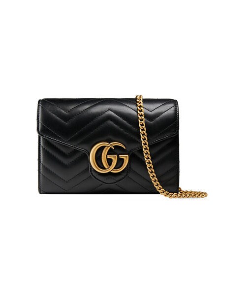 gucci gg marmont chevron quilted leather flap wallet on a chain