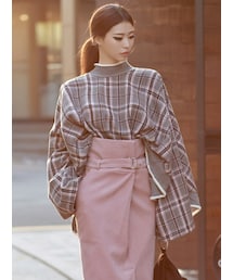 DINT | スルーフレンドワイドチェックトップ(その他トップス)