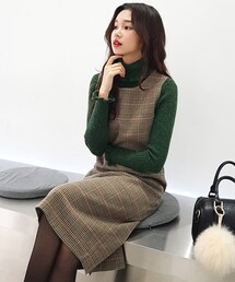 DHOLIC | チェックスリーブレスワンピース(ワンピース)