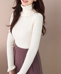 DHOLIC | フリルヘムタートルネックニット(ニット/セーター)