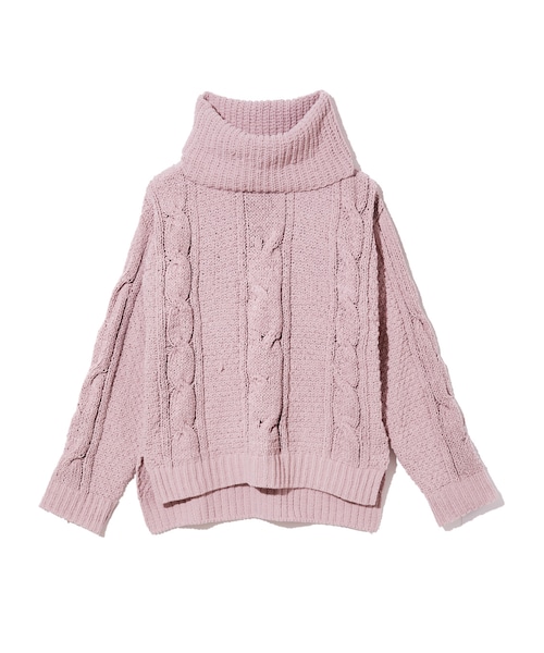 GRL（グレイル）の「ケーブル編みモールヤーンタートルニット（ニット