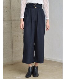 earth music&ecology | ・ベルト付きストライプワイドパンツ(パンツ)