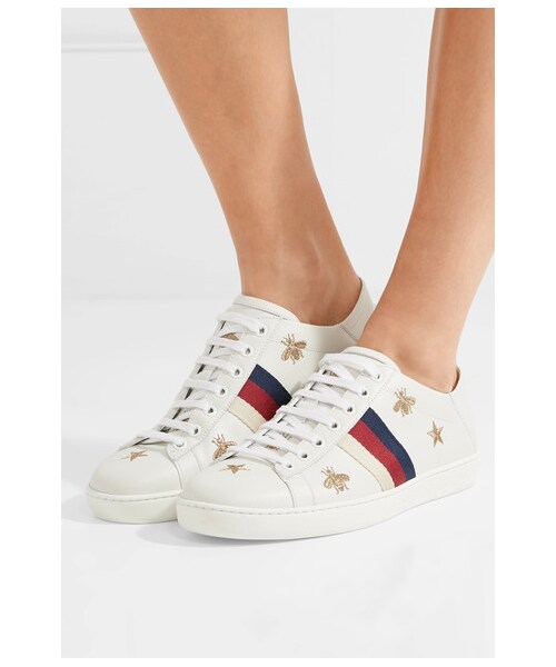 GUCCI（グッチ）の「Gucci - Ace Embroidered Collapsible-heel Leather Sneakers - White（スニーカー・レディース・White・IT34.5/IT42/IT40.5/IT35/IT40/IT37/IT35.5/IT36/IT36.5/IT41.5/IT34/IT39/IT37.5/IT39.5/IT38/IT38.5）」の4枚目の写真