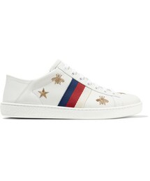 GUCCI | Gucci - Ace Embroidered Collapsible-heel Leather Sneakers - White(スニーカー)