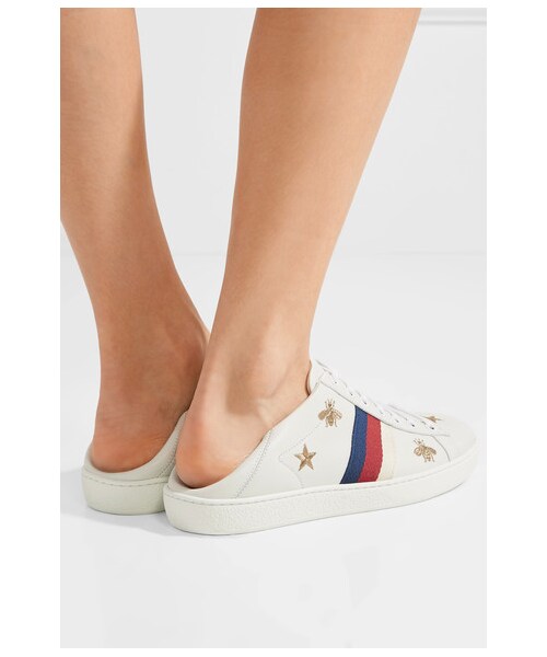 GUCCI（グッチ）の「Gucci - Ace Embroidered Collapsible-heel Leather Sneakers - White（スニーカー・レディース・White・IT34.5/IT42/IT40.5/IT35/IT40/IT37/IT35.5/IT36/IT36.5/IT41.5/IT34/IT39/IT37.5/IT39.5/IT38/IT38.5）」の2枚目の写真