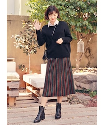 HOTPING | ウエストゴムマルチカラープリーツスカート(スカート)