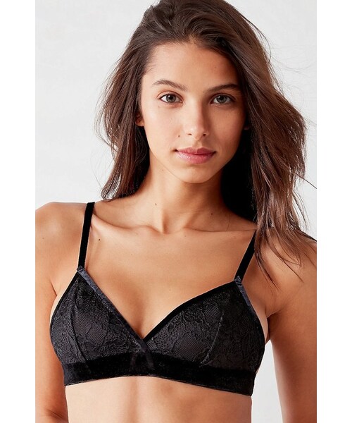 Urban Outfitters,Urban Outfitters Adele Velvet Trim Lace Bralette