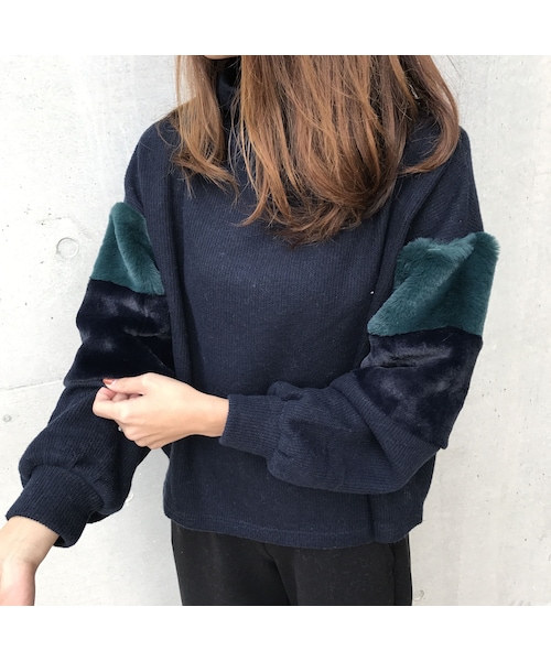 copine（コピン）の「【期間限定価格】2色袖フェイクファースリーブ/プチハイネック（4color）（ニット/セーター・レディース・その他）」の5枚目の写真