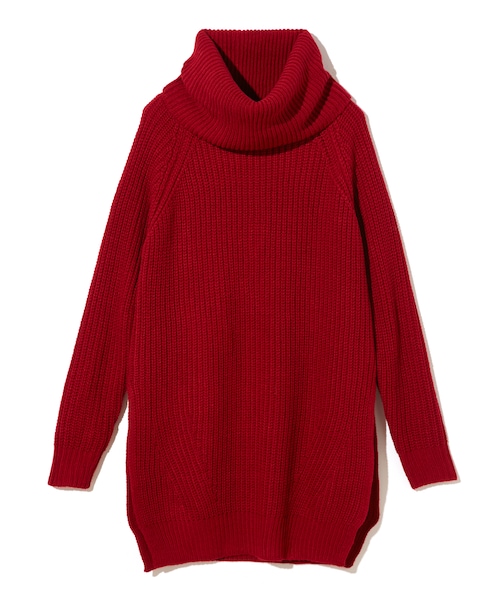 GRL（グレイル）の「ボリュームタートルネックニットチュニック（ニット/セーター・レディース・ブラック/レッド/カーキ・M）」の3枚目の写真