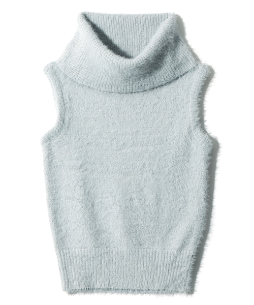 【CARVEN】 シースルーノースリーブシャギーニット GRL（グレイル）の「タートルネックノースリーブシャギーニット