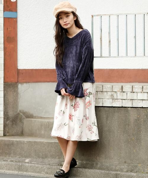 RAY CASSIN（レイカズン）の「ウィンターフラワーフレアスカート（スカート・レディース・ブラック/ピンク/キナリ・FREE）」の8枚目の写真