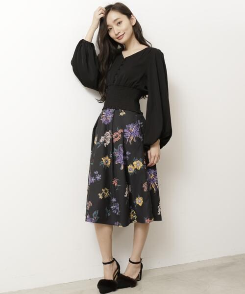 RAY CASSIN（レイカズン）の「ウィンターフラワーフレアスカート（スカート・レディース・ブラック/ピンク/キナリ・FREE）」の9枚目の写真