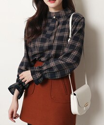 DHOLIC | ネックディテールチェックブラウス(シャツ/ブラウス)
