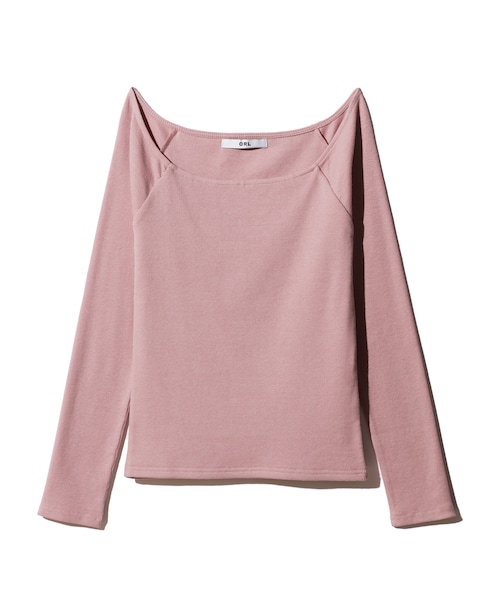 GRL（グレイル）の「テレコラグラントップス（Tシャツ/カットソー・レディース・ブラック/ピンク/グリーン/ネイビー/ボルドー/ラベンダー/オフホワイト/オフホワイト×黒/ダークオレンジ/濃いピンク・M）」の7枚目の写真