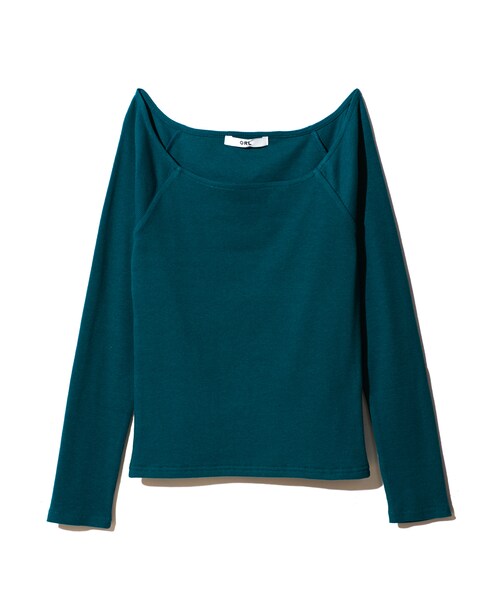 GRL（グレイル）の「テレコラグラントップス（Tシャツ/カットソー・レディース・ブラック/ピンク/グリーン/ネイビー/ボルドー/ラベンダー/オフホワイト/オフホワイト×黒/ダークオレンジ/濃いピンク・M）」の4枚目の写真