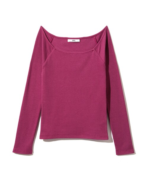 GRL（グレイル）の「テレコラグラントップス（Tシャツ/カットソー・レディース・ブラック/ピンク/グリーン/ネイビー/ボルドー/ラベンダー/オフホワイト/オフホワイト×黒/ダークオレンジ/濃いピンク・M）」の6枚目の写真