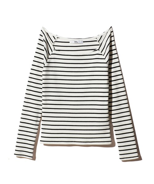 GRL（グレイル）の「テレコラグラントップス（Tシャツ/カットソー・レディース・ブラック/ピンク/グリーン/ネイビー/ボルドー/ラベンダー/オフホワイト/オフホワイト×黒/ダークオレンジ/濃いピンク・M）」の3枚目の写真