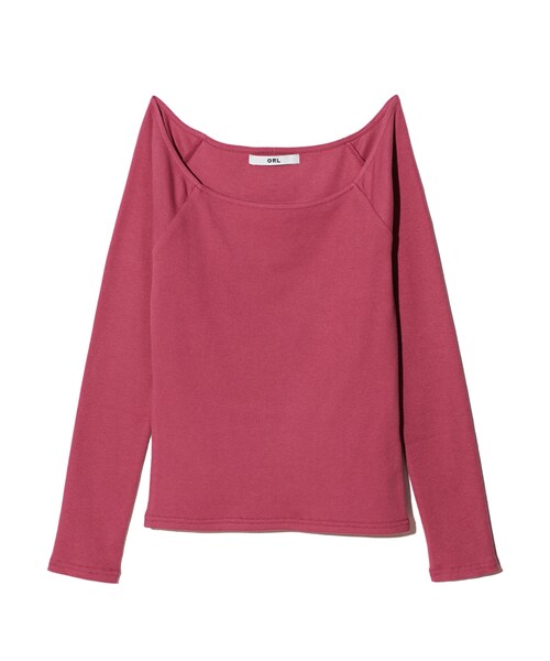 GRL（グレイル）の「テレコラグラントップス（Tシャツ/カットソー・レディース・ブラック/ピンク/グリーン/ネイビー/ボルドー/ラベンダー/オフホワイト/オフホワイト×黒/ダークオレンジ/濃いピンク・M）」の9枚目の写真