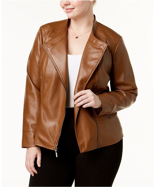 Alfani,Alfani Plus Size Faux-Leather Peplum Jacket, Created for Macy's -  WEAR