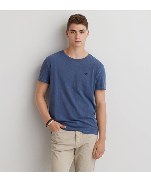 American Eagle(アメリカンイーグル)の「AEOレジェンドクルーネックTシャツ(Tシャツ/カットソー・メンズ・ブラックチェリー/アクア/ダスティセイジ/ライトピンク/オレンジエード/ウォッシュラピス/ディープシーダイブ・XS/S/M/L/XL/XXL/XXXL)」の7枚目の写真