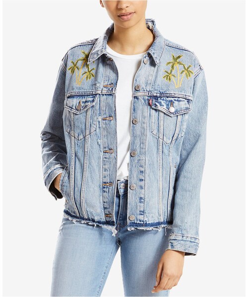 Levi's(リーバイス)の「Levi's Ex-Boyfriend Embroidered Trucker Jacket(ジャケット/アウター・レディース・Blue・XS/S/M/L/XL)」の1枚目の写真