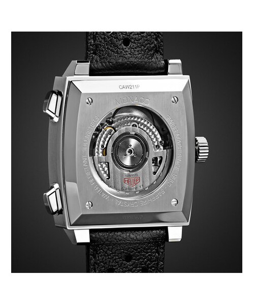 TAG Heuer(タグホイヤー)の「TAG Heuer Monaco Automatic Chronograph 39mm Steel And Leather Watch(アナログ腕時計・メンズ・Black・one size)」の2枚目の写真