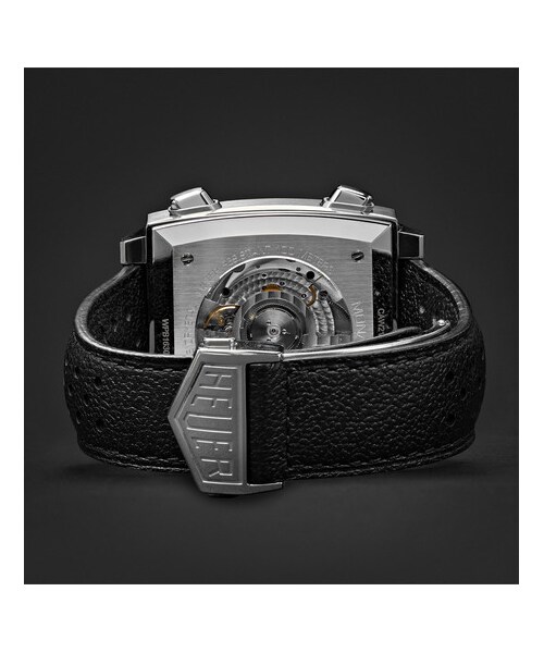 TAG Heuer(タグホイヤー)の「TAG Heuer Monaco Automatic Chronograph 39mm Steel And Leather Watch(アナログ腕時計・メンズ・Black・one size)」の5枚目の写真