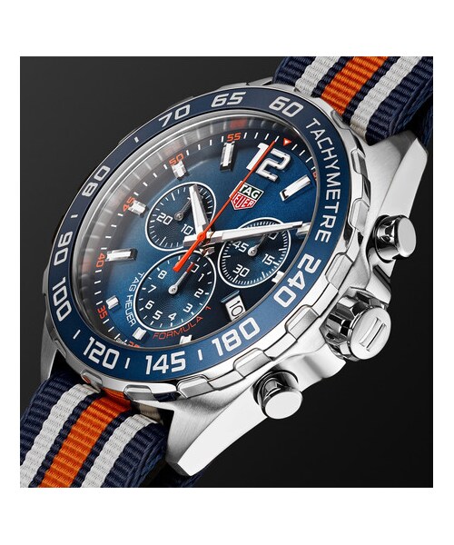 TAG Heuer（タグホイヤー）の「TAG Heuer Formula 1 Chronograph 43mm Steel And Nato Webbing Watch（アナログ腕時計・メンズ・Blue・one size）」の2枚目の写真
