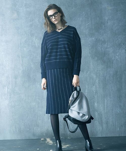 BARNYARDSTORM（バンヤードストーム）の「ストライプタイトスカート（スカート・グレー/ネイビー）」の3枚目の写真