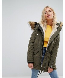 Bershka | Bershka Parka Coat With Faux Fur Trim(ジャケット/アウター)