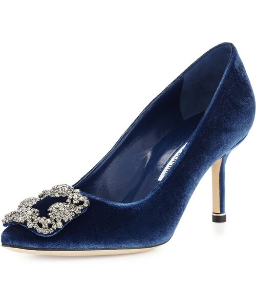 足元華やか☆ MANOLO BLAHNIK Hangisi ベルベットパンプス 70mm MANOLO BLAHNIK マノロブラニク パンプス HANGISI FMC VELVET